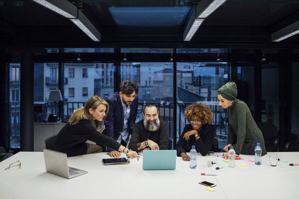 Partners at a brainstorming meeting