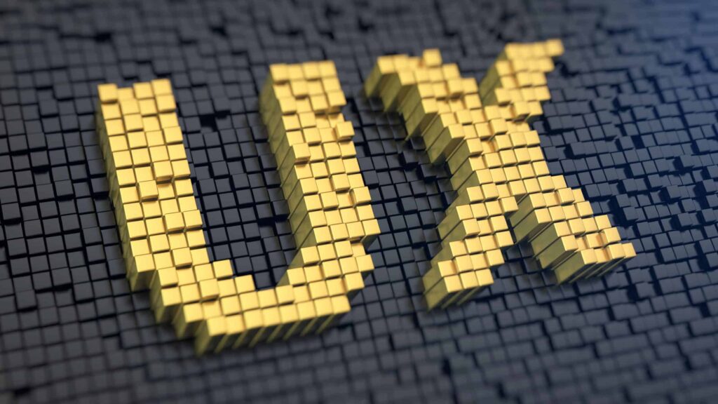 Dark gray background with the letters UX highlighted in yellow