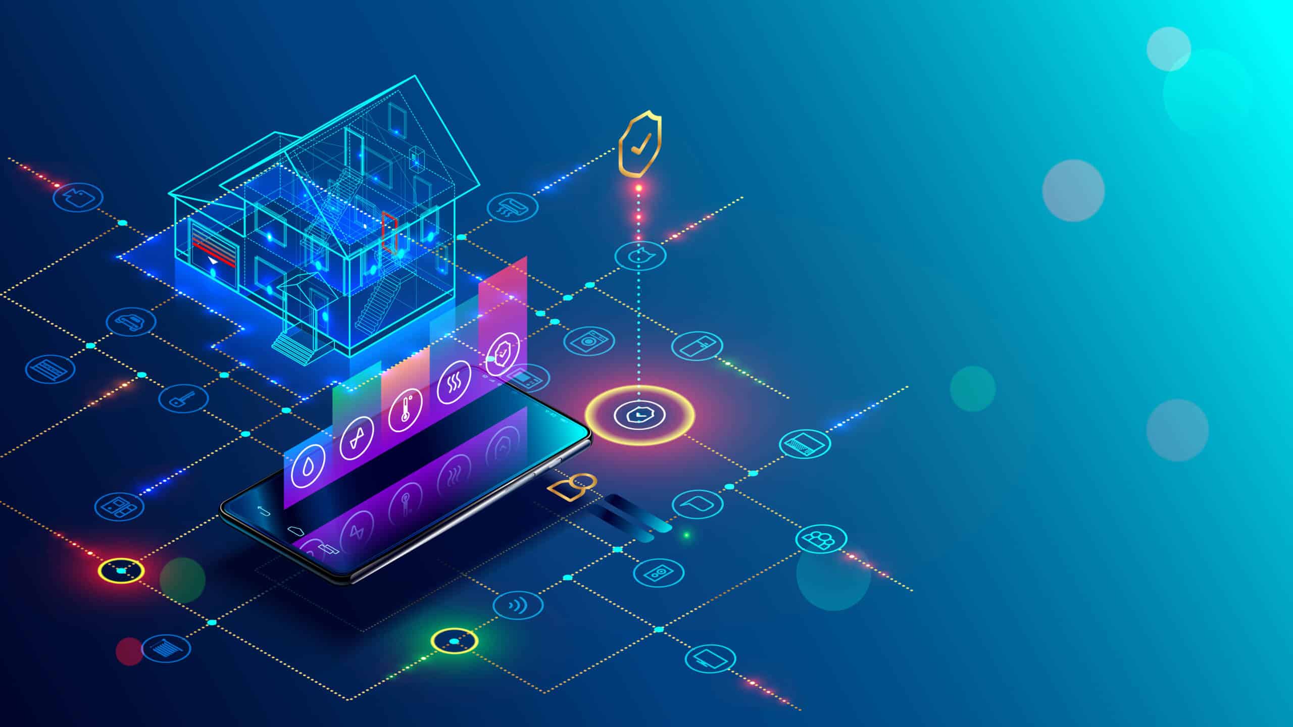 UX design for IoT: Digital transformation and Internet of Things with intuitive interfaces and smart connectivity.