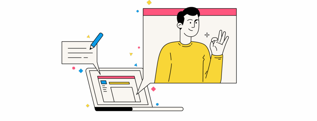 Illustration of a user interface showing AI-enhanced wayfinding and user feedback loop