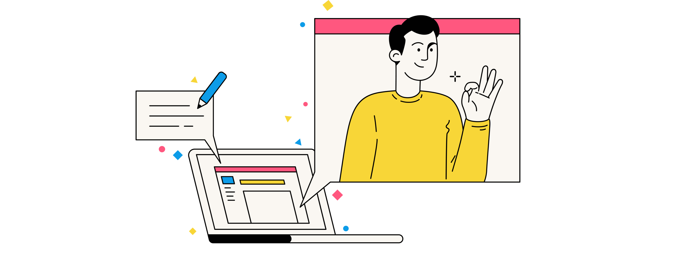 Illustration of a user interface showing AI-enhanced wayfinding and user feedback loop